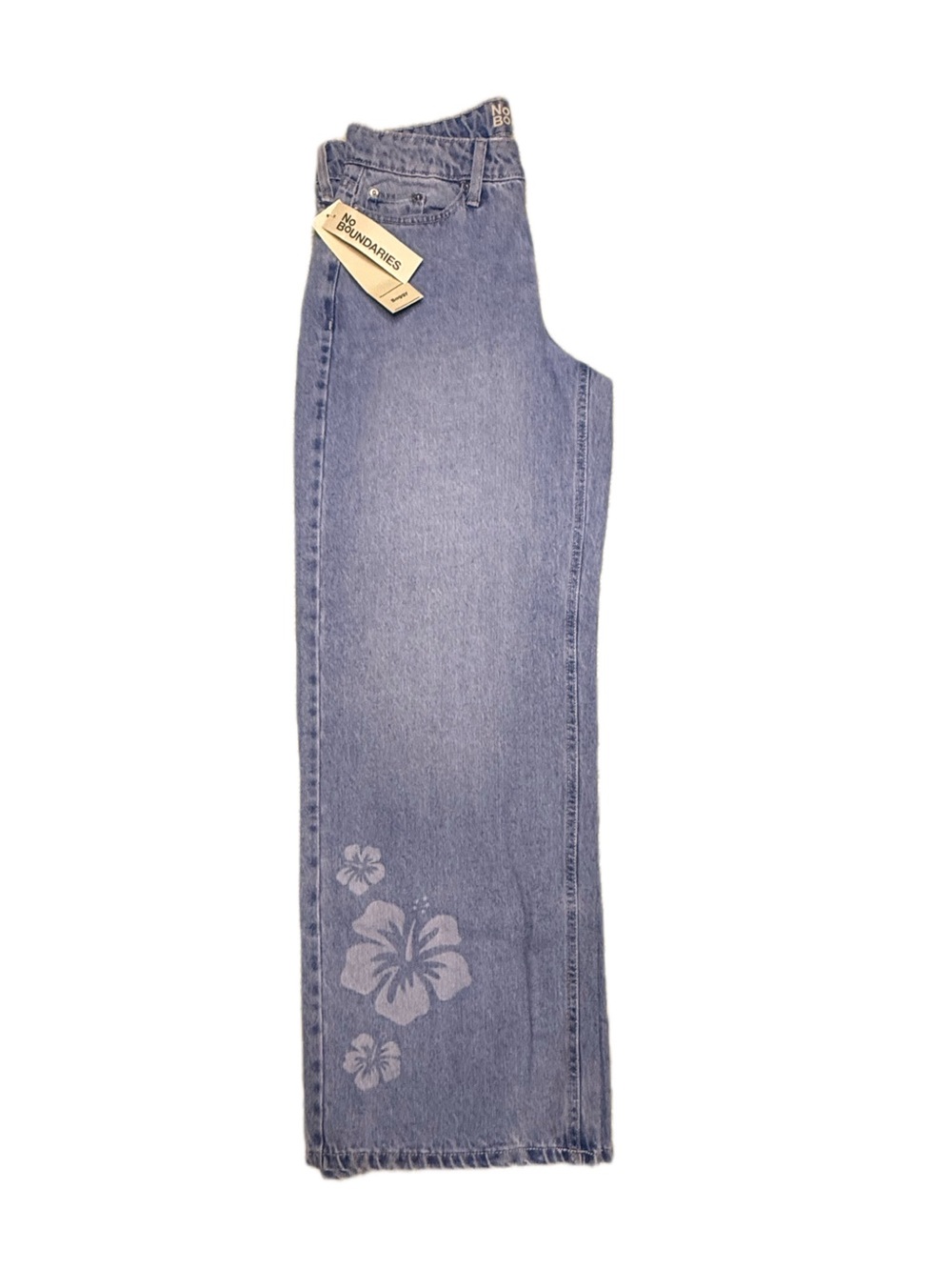 NWT No Boundaries Light Blue Floral Wide-Leg Jeans Size 2